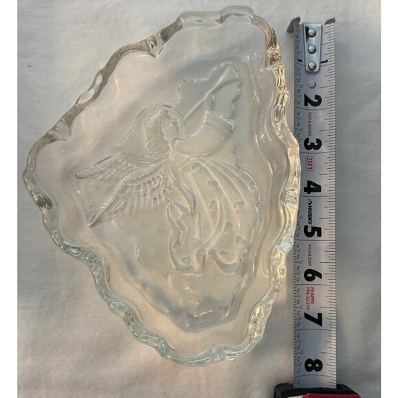 Mikasa Crystal Frosted Glass "Angel Music" Dish Germany 7.75” Christmas - Picture 6 of 6
